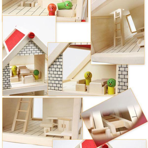 子供用ドールハウス、ミニチュアDIY木製ハウスキット、ドールハウス用家具付き木製プレイセット、子供、子供、女の子、男の子｜stk-shop｜10