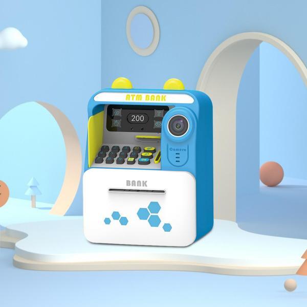 ATM 貯金箱 初期開発自動スクロール ATM マシン 男の子 女の子 キッズ ブルー｜stk-shop｜08