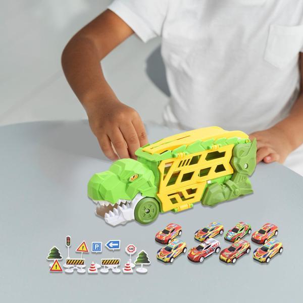 変形恐竜トラック ノベルティ 赤ちゃんの誕生日プレゼント 対象年齢 3歳 8台の車付き｜stk-shop｜06