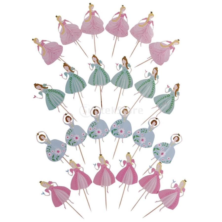 約24個 盛り上がった ダンスプリンセス カップケーキ装飾 ケーキトッパー パーティー 食品飾り ピック Stkショップ 通販 Yahoo ショッピング