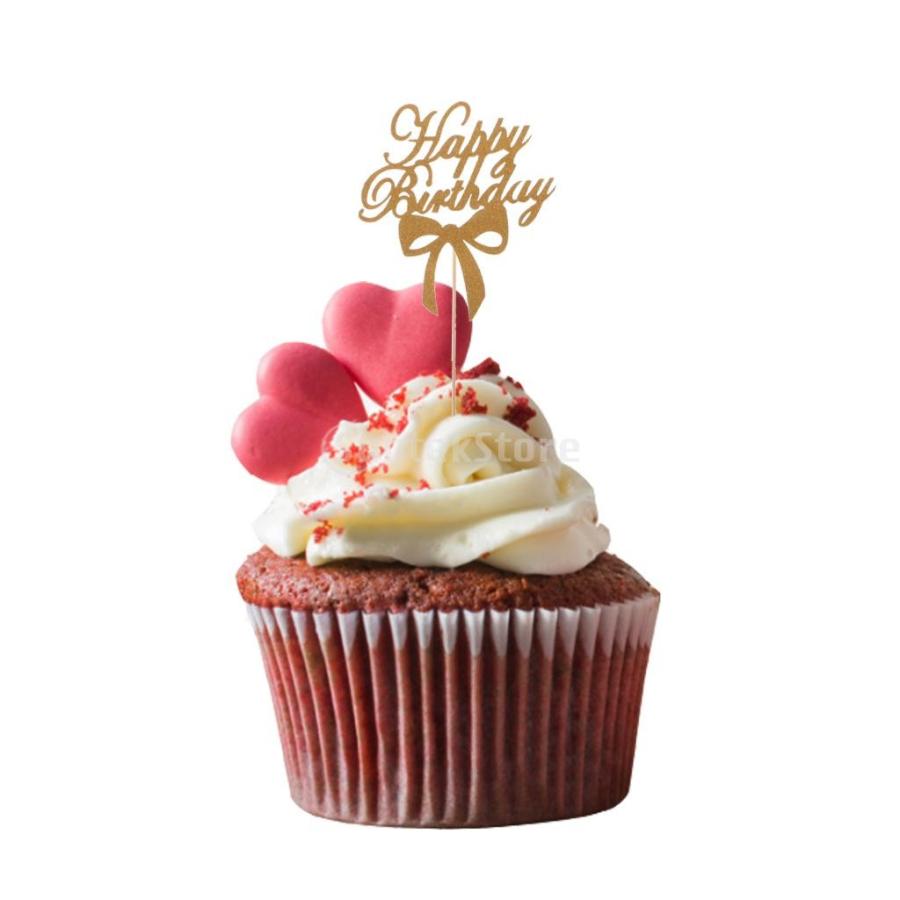 10本 光沢紙 ケーキピック カップケーキトッパー 誕生日 ケーキ 飾り付け パーティー アクセサリー ゴールド Stkショップ 通販 Yahoo ショッピング