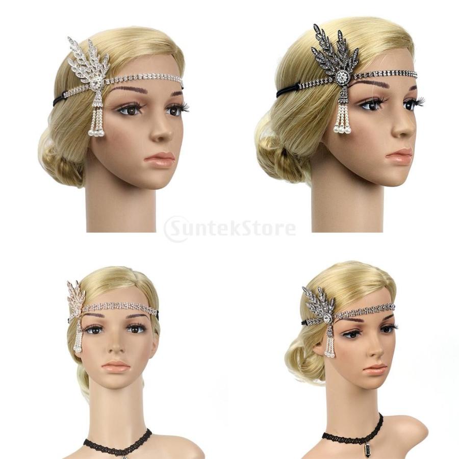 女性 ヴィンテージ ラインストーン ヘアバンド 1920年代 ギャツビー