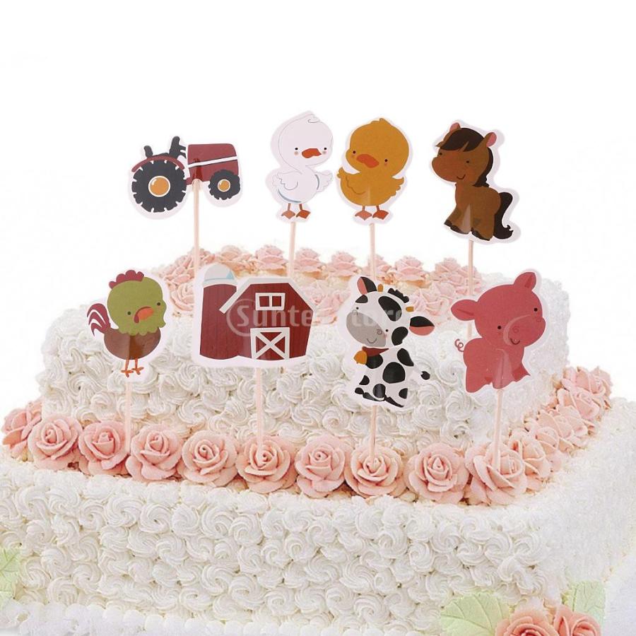24 個 セット キュートな ファームのテーマ 動物デザイン ケーキ カップケーキトッパー 子供パーティー 装飾 Stkショップ 通販 Yahoo ショッピング