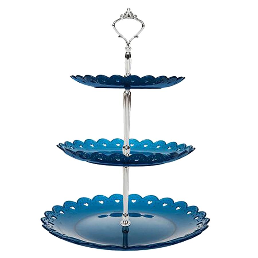 ブルー 3層デザートカップケーキスタンド 3層カップケーキスタンドプラスチックデザートタワー｜stk-shop｜04