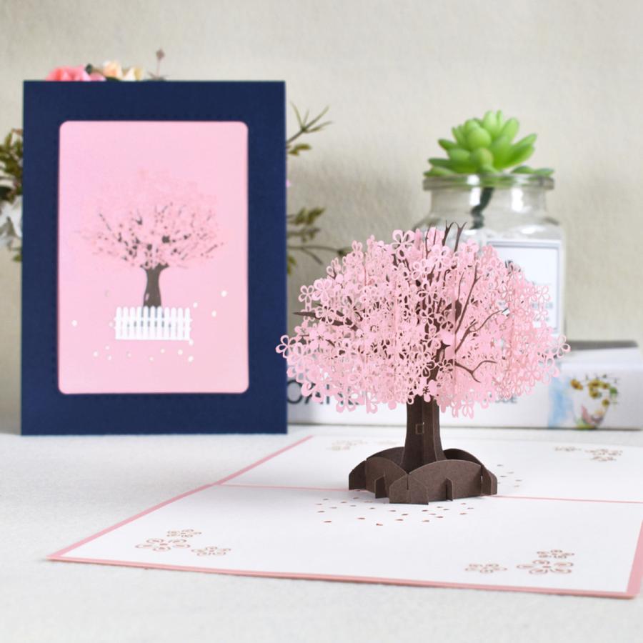 3Dサンキューカード 3Dポップアップカード 桜 結婚式 招待状カード バレンタイングリーティングカード  はがき ギフトカード 母の日ギフト 誕生｜stk-shop｜03