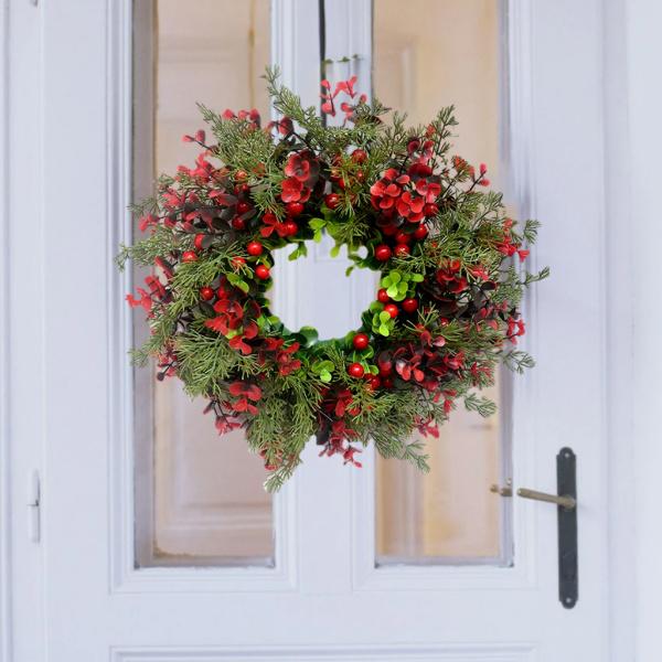 クリスマスリースデコレーションユーカリリーフ30cmベリーウィンドウ