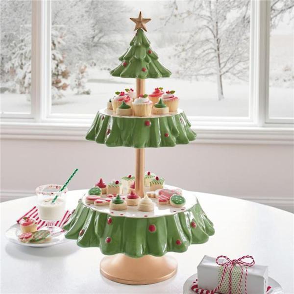 値引きする 55％以上節約 クリスマス ケーキスタンド ディスプレイスタンド お菓子 トレイ ケーキ ディスプレイ デザート スタンド 2層式 クリスマスツリーのデザイン クリスマスの雰囲気 360ca 360ca