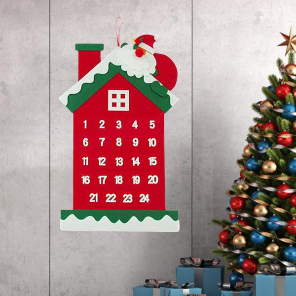 クリスマスハウスのための24個のポケット再利用可能なペンダントを備えたカウントダウンカレンダーの装飾｜stk-shop