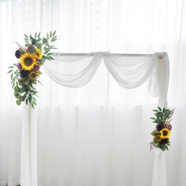 2個の結婚式のアーチの花キットひまわり素朴な背景のホームパーティー 結納品