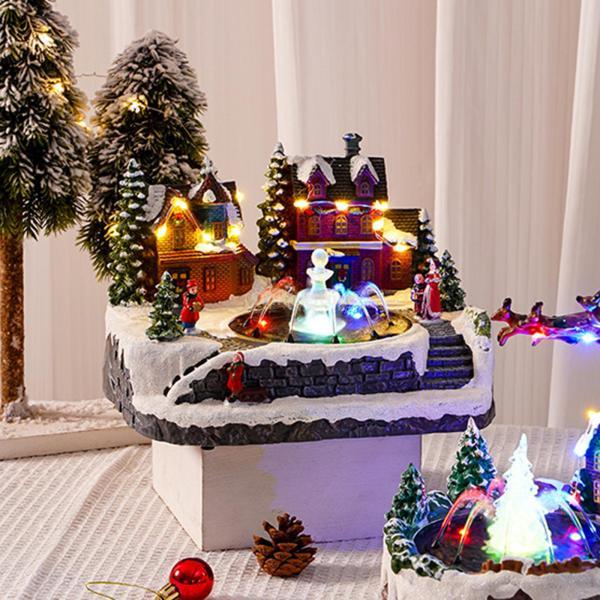 ドールハウス ミニハウス クリスマスシーン 噴水 LEDライト 装飾 卓上 置物 お祝い 雰囲気 クリスマス プレゼント_2