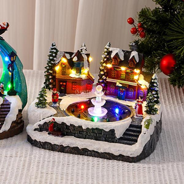 ドールハウス ミニハウス クリスマスシーン 噴水 LEDライト 装飾 卓上 置物 お祝い 雰囲気 クリスマス プレゼント_3