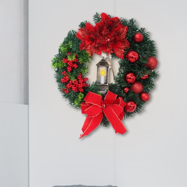 休日の屋外の装飾のための人工クリスマスリース冬の花輪ガーランド30cm｜stk-shop｜07