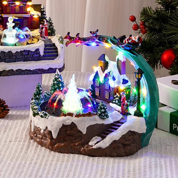 クリスマスミニハウス 雪景色 クリスマスシーン 冬 音楽 噴水 ライト
