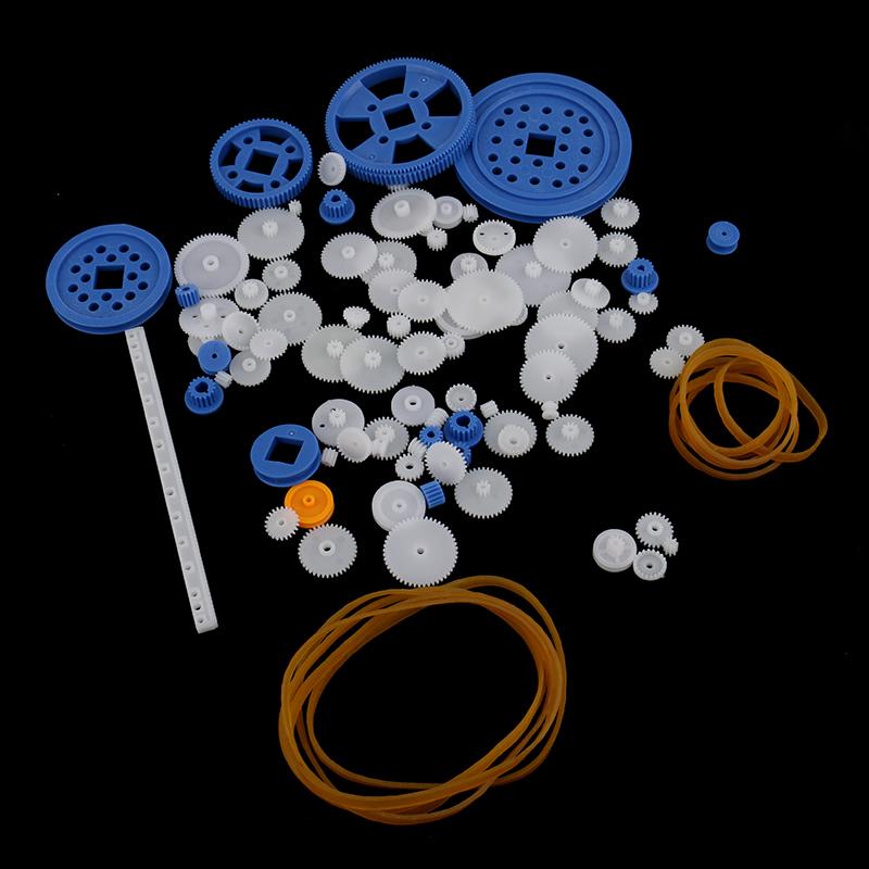 90個セット Outlet Sale プラスチック製 歯車 ギア モデルパーツ プーリーベルト 歯車おもちゃ