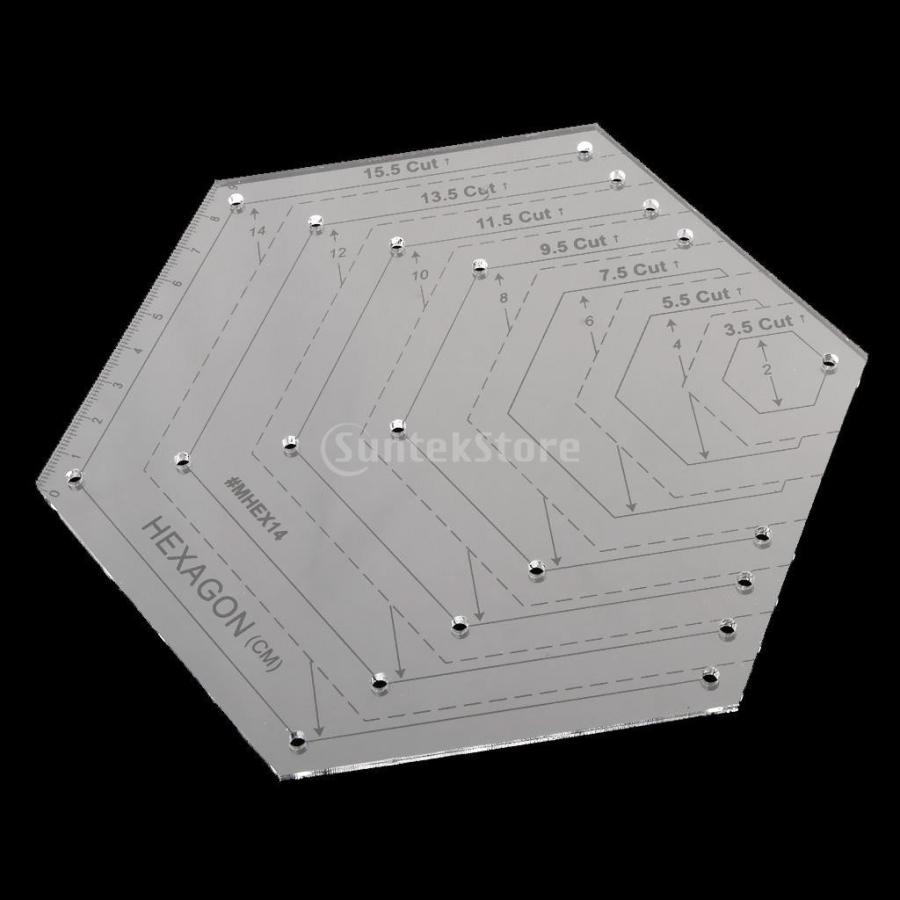 縫製工芸 DIYキルト 六角形キルト パッチワーク 定規 測定道具 18x15