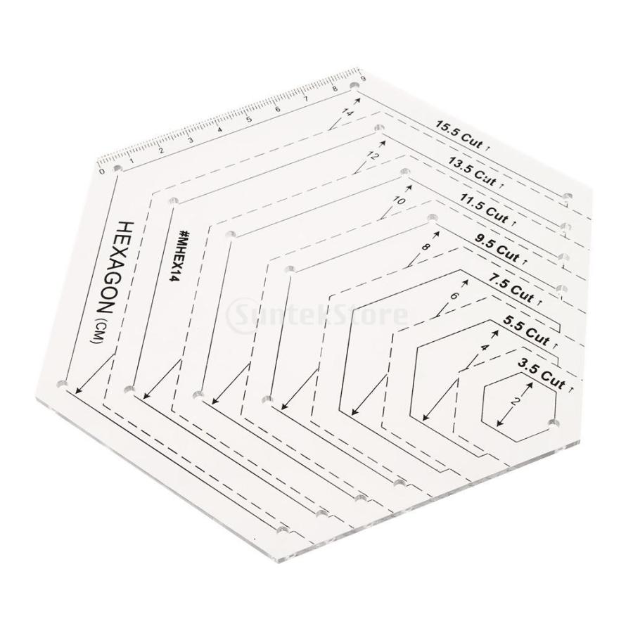 縫製工芸 DIYキルト 六角形キルト パッチワーク 定規 測定道具 18x15