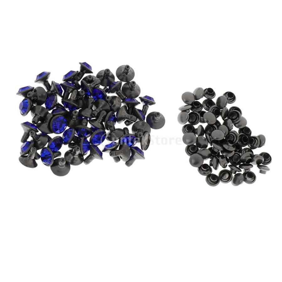 結晶付き 服装飾り DIYレザークラフト リベットメタル ラインストーン 手芸用品 全5サイズ選べ - 黒, 8mm :59007075