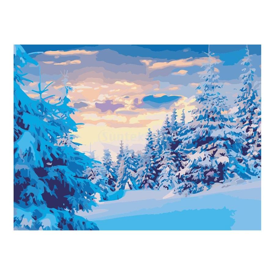 油絵 芸術的 キャンバス 絵画 手描き 雪の森 背景装飾 Diy Stkショップ 通販 Yahoo ショッピング