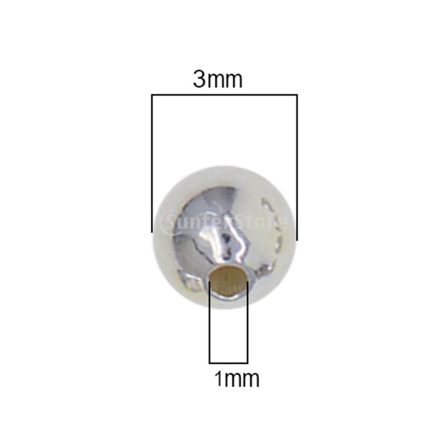 ブレスレットメイキング 銀製 丸い ルーズビーズ スペーサービーズ 10個入り 全3サイズ - 3mm(1mm穴)｜stk-shop｜10