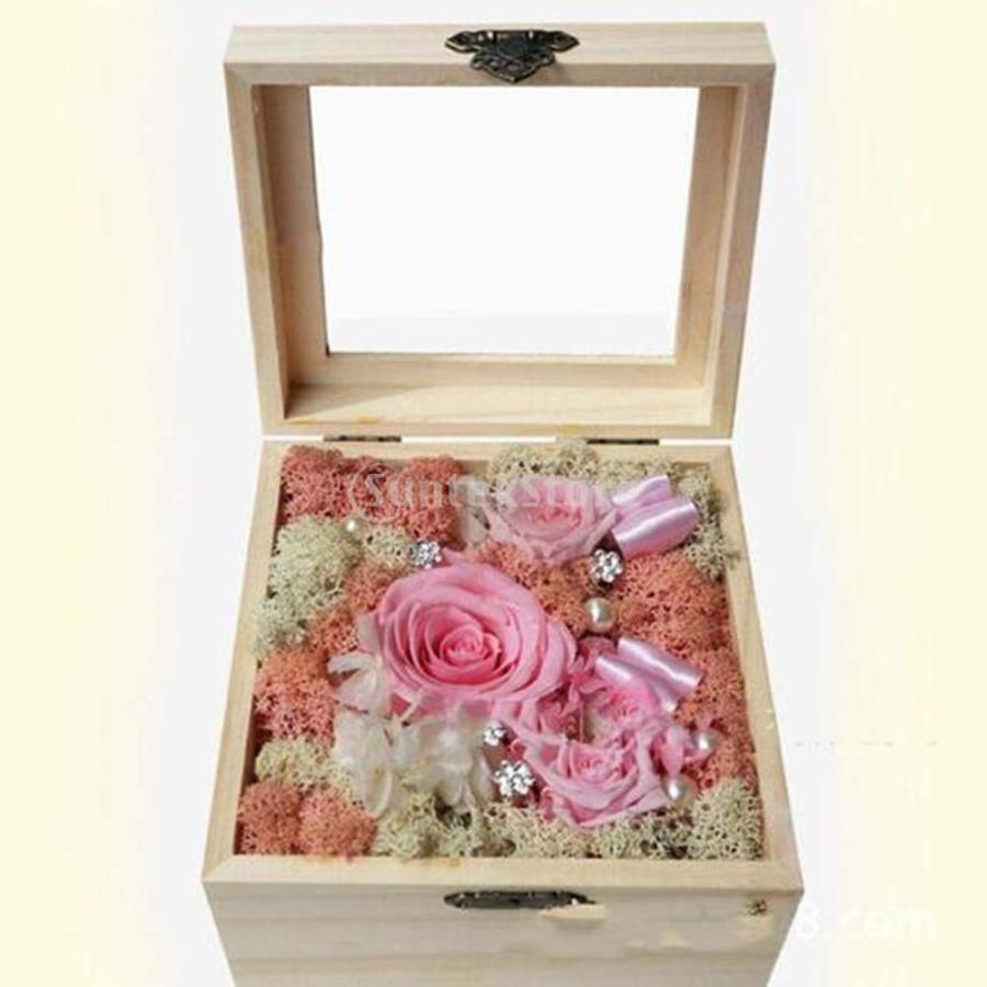 自然で明白な木箱の未塗装木製の収納ケースのガラスふた9x9x4.5cm