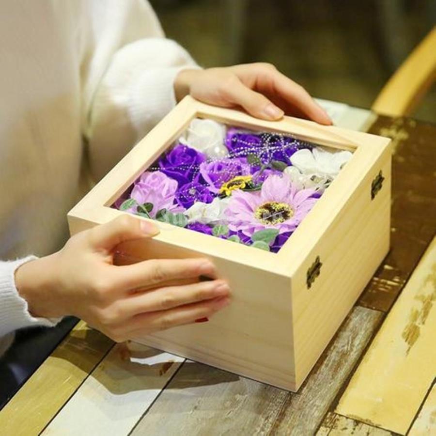 自然で明白な木箱の未塗装木製の収納ケースのガラスふた9x9x4.5cm