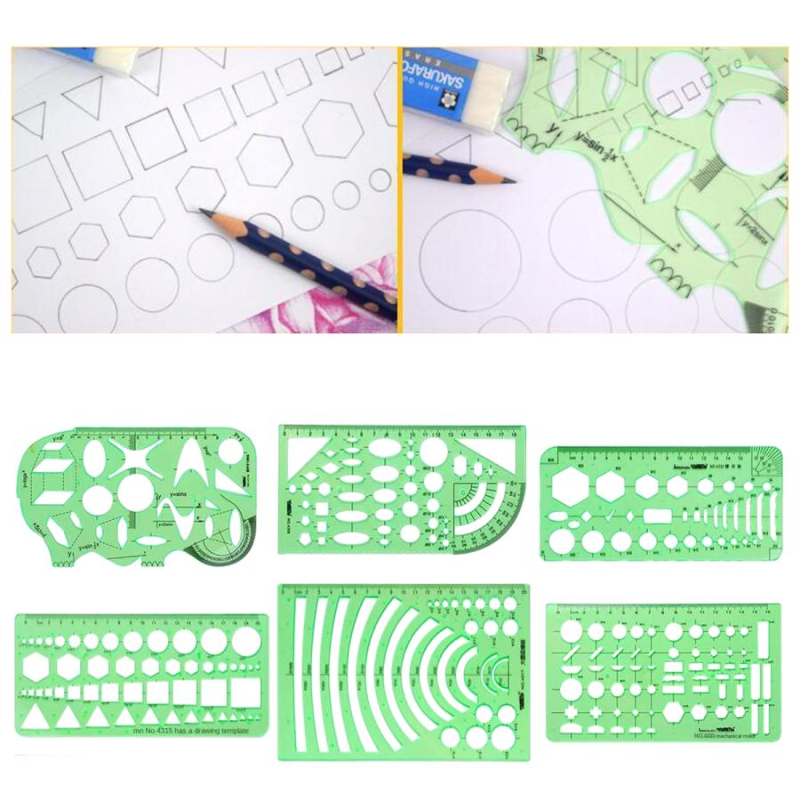 測定テンプレート 6 ピース 個 プラスチック幾何学ステンシルテンプレートセット 幾何学定規型枠を構築するための固定ツールキット 図面製図 Stkショップ 通販 Yahoo ショッピング