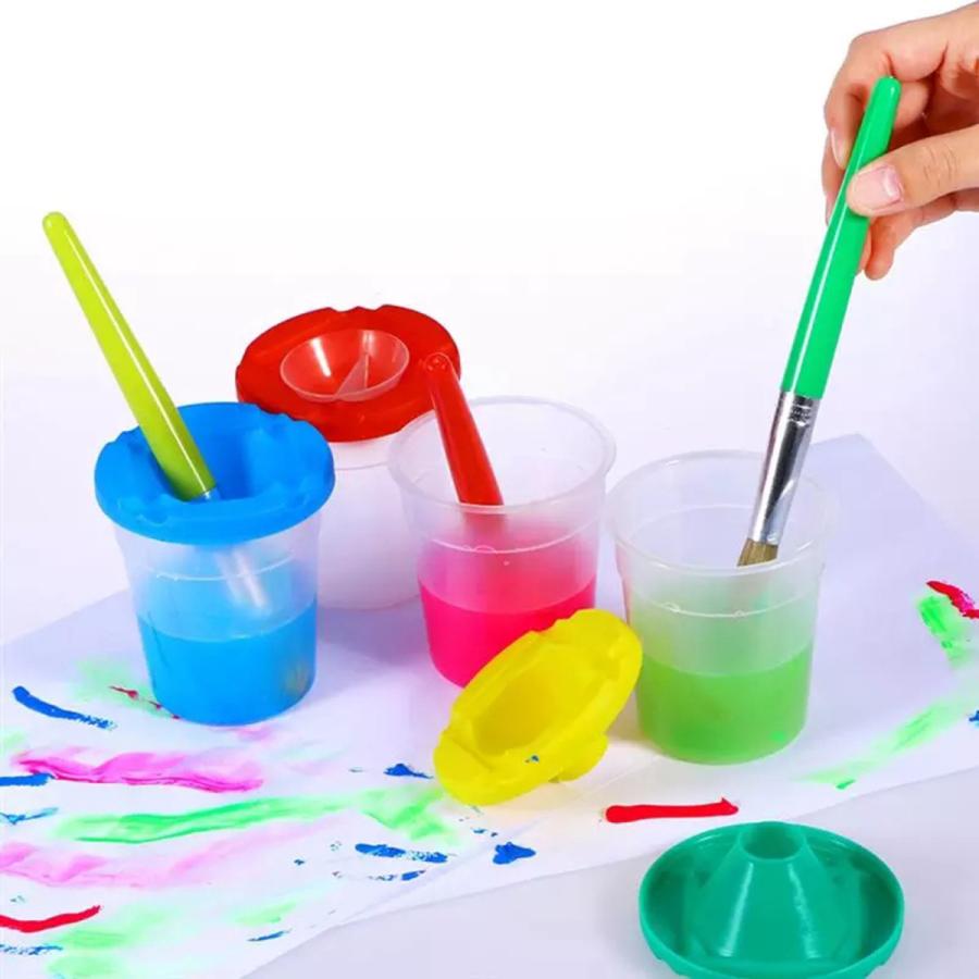 ペイントカップ ペイントブラシ 10点セット カラフル DIY 着色 絵具