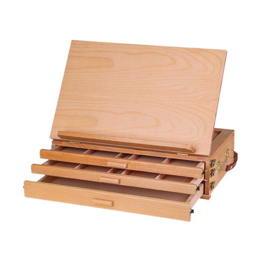 アーティストブナ木製卓上スケッチボックスイーゼル引き出し40x27CM3