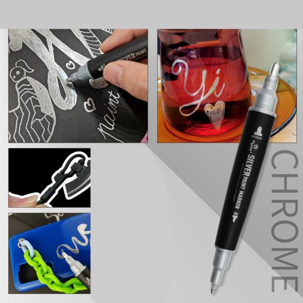 シルバーリキッドクロームペンミラーエフェクトマーカーペンメタリック3mm0.7mmスクラッチリペアリキッドミラーペイントマーカープラスチック