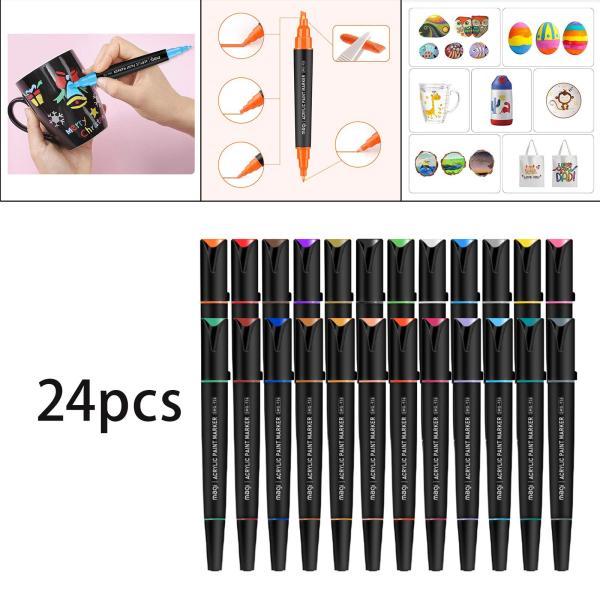 DIYアクリル絵の具マーカーペンは24色を塗るための両端マーカーを設定します の商品画像