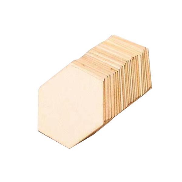 20個 木製スライス ブランクディスク デコレーション ペインティングタグ DIYペイントクラフト 六角形 | 