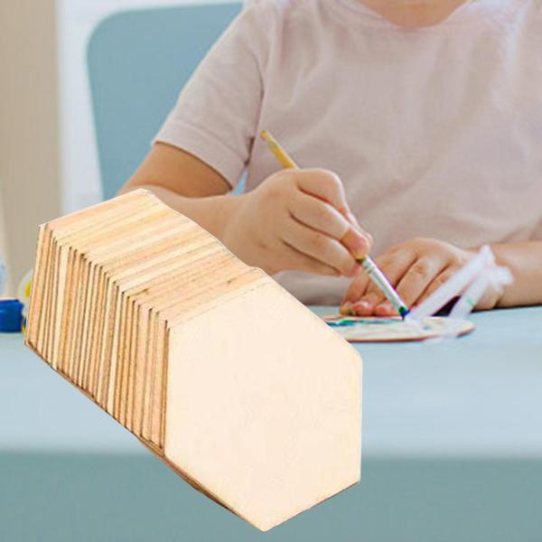 20個 木製スライス ブランクディスク デコレーション ペインティングタグ DIYペイントクラフト 六角形 |  | 02