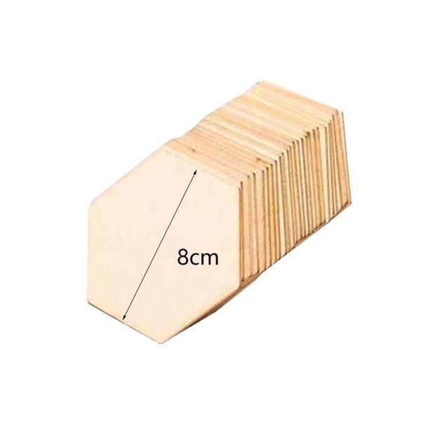 20個 木製スライス ブランクディスク デコレーション ペインティングタグ DIYペイントクラフト 六角形 |  | 04