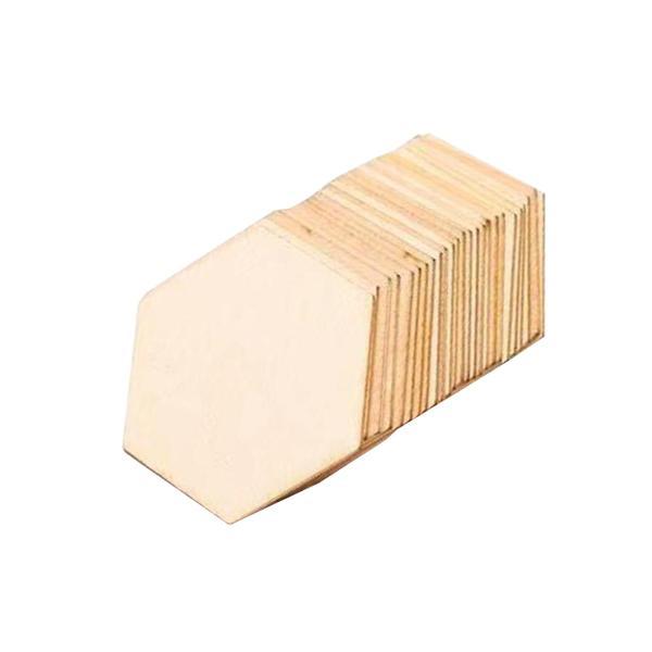 20個 木製スライス ブランクディスク デコレーション ペインティングタグ DIYペイントクラフト 六角形 |  | 08