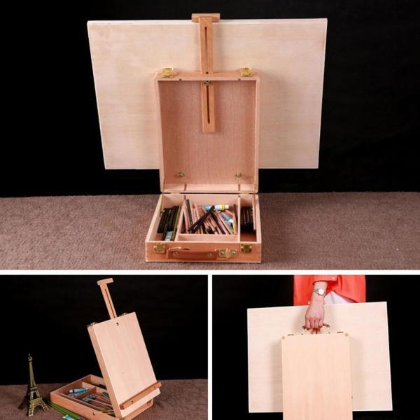 木製アートイーゼルボックス、描画用デスクトップイーゼル、収納ボックス付き絵画木製卓上スケッチイーゼルイーゼル、大人、画家用｜stk-shop｜06
