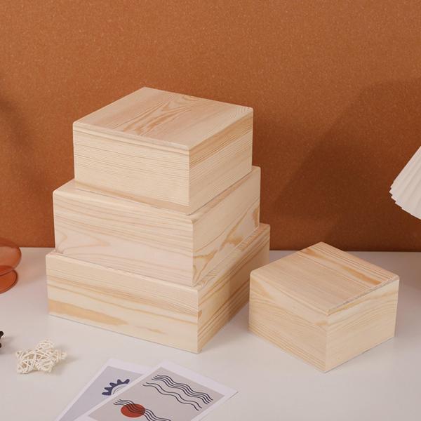 20cm×20cm×8cm 蓋付き収納ケース 木製収納ボックス 蓋付き ギフト