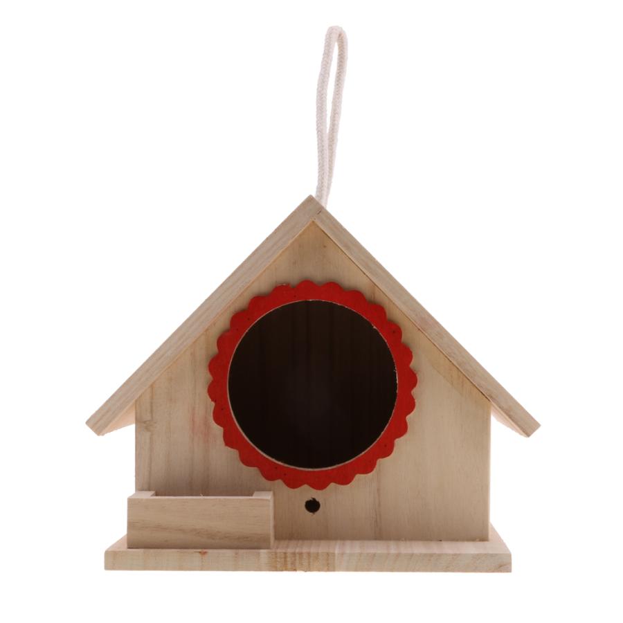 木製の鳥の家birdhouse吊り巣の巣箱ロープ19×16×14センチメートル｜stk-shop｜04