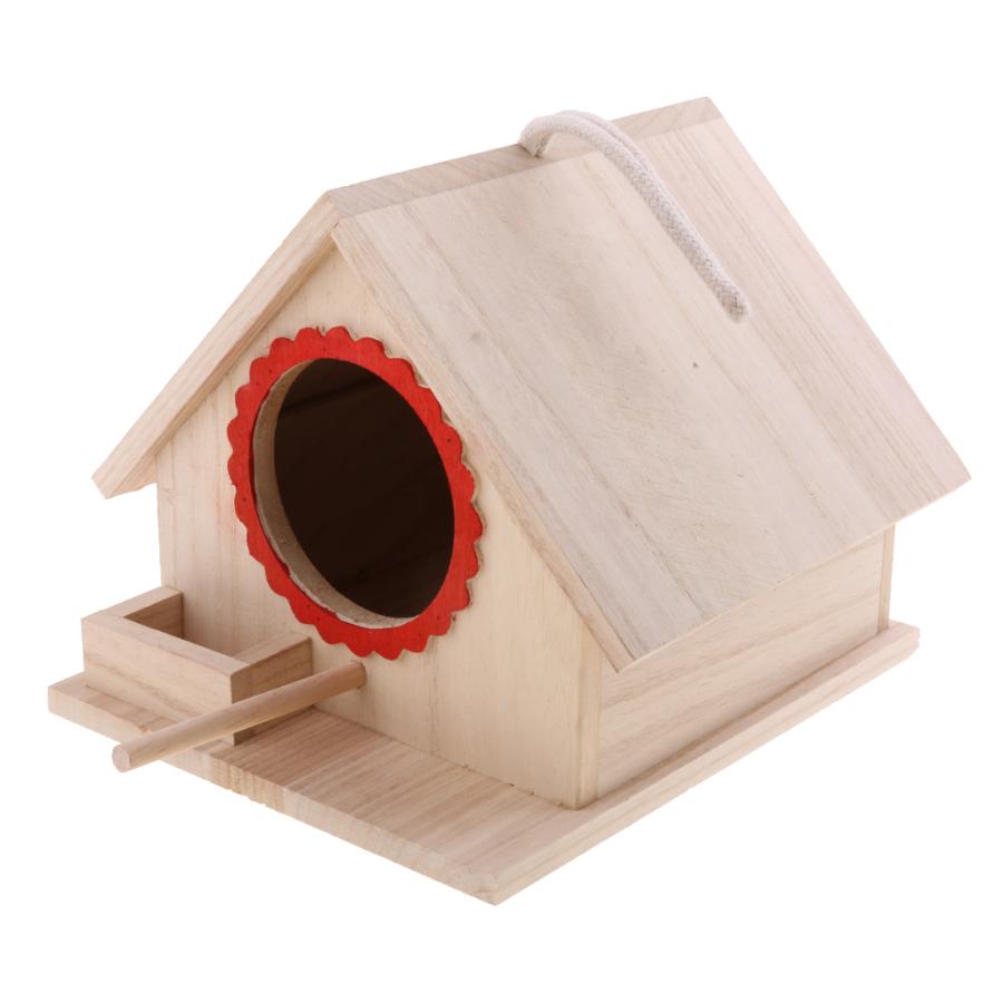 木製の鳥の家birdhouse吊り巣の巣箱ロープ19×16×14センチメートル｜stk-shop｜05