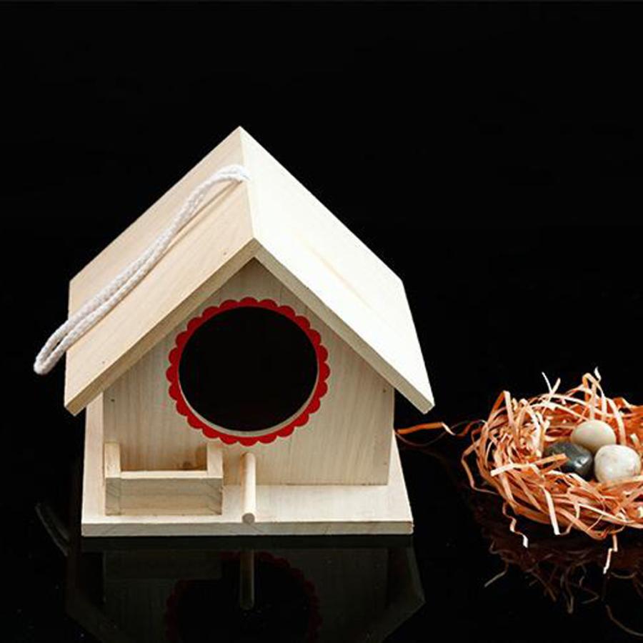 木製の鳥の家birdhouse吊り巣の巣箱ロープ19×16×14センチメートル｜stk-shop｜06