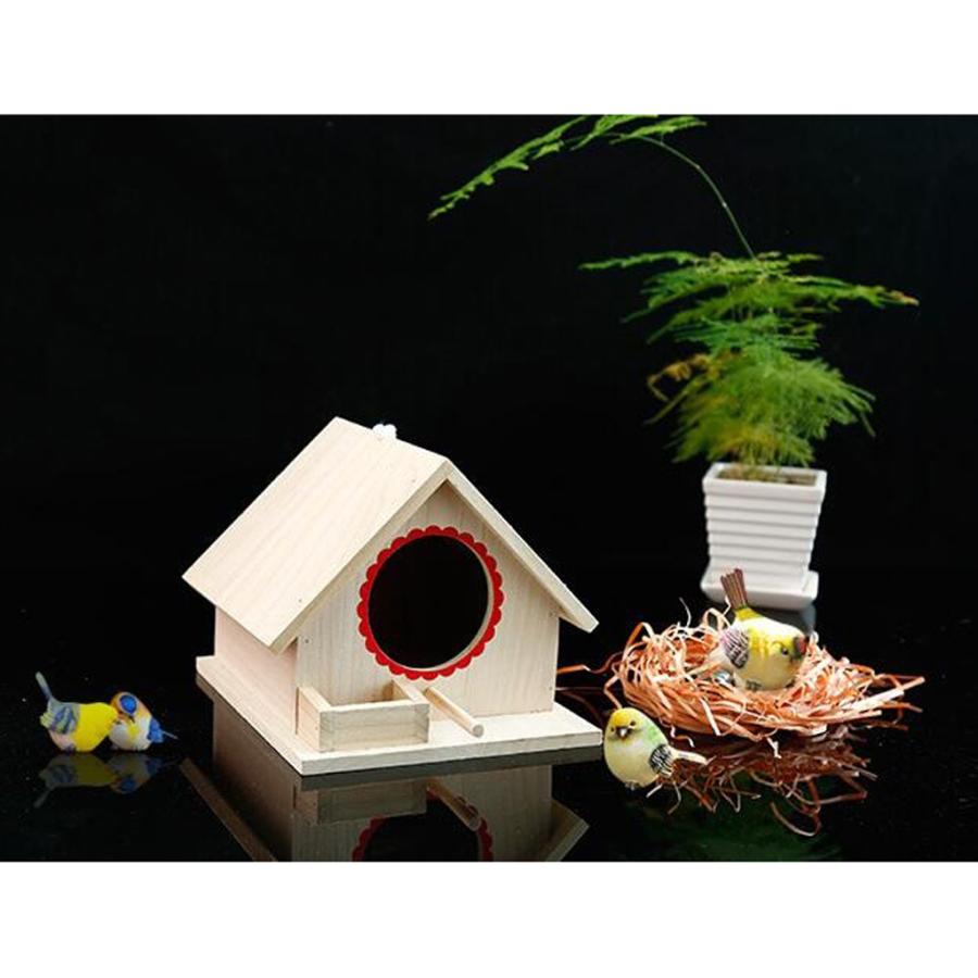 木製の鳥の家birdhouse吊り巣の巣箱ロープ19×16×14センチメートル｜stk-shop｜07