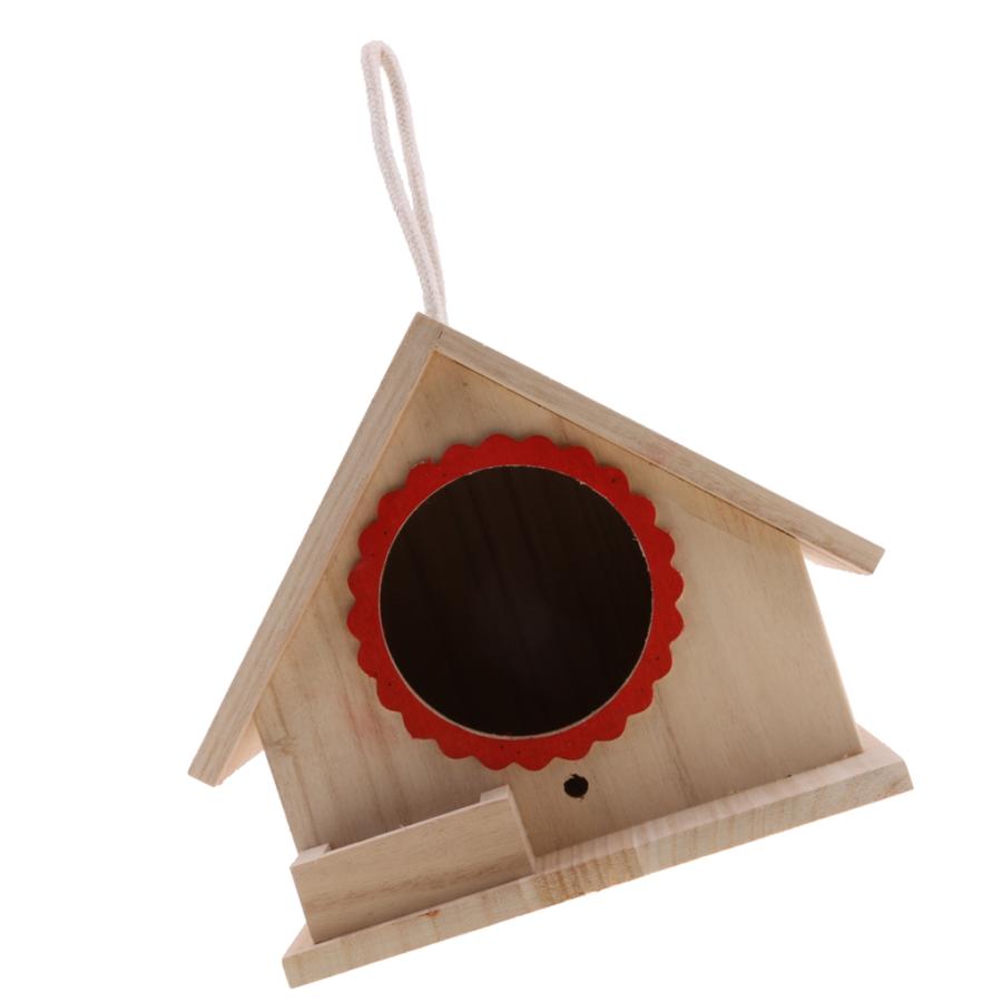 木製の鳥の家birdhouse吊り巣の巣箱ロープ19×16×14センチメートル｜stk-shop｜10