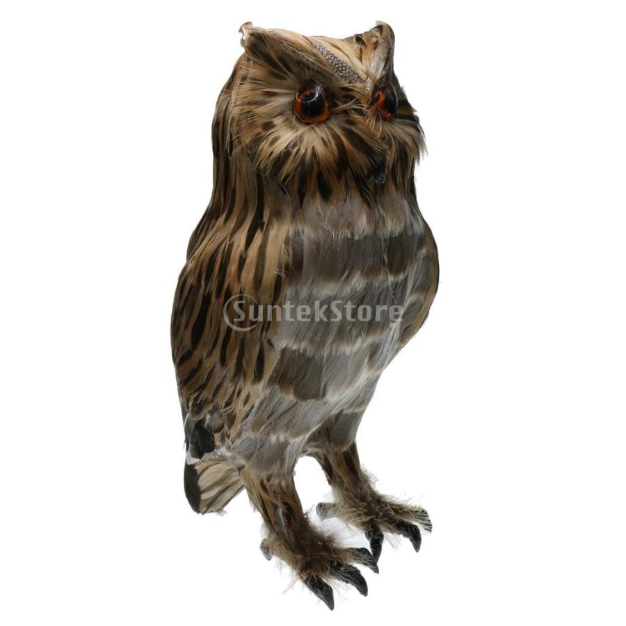 フクロウの置物 鳥の装飾 全9種 生き生き 人工フェザー お庭