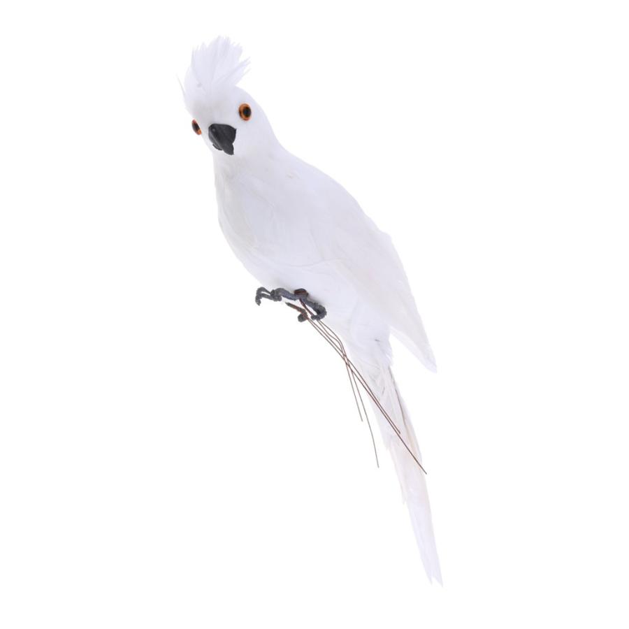現実的 鳥の置物 人工フェザー 全4色 オウム 庭の装飾 インテリア ガーデン オーナメント 手作り製 白 Stkショップ 通販 Yahoo ショッピング