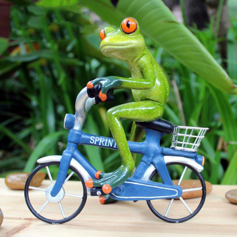 サイクリングカエル置物面白い樹脂カエル像モデルガーデン装飾彫刻卓上オフィスの装飾のギフト子供のための友人 Stkショップ 通販 Yahoo ショッピング
