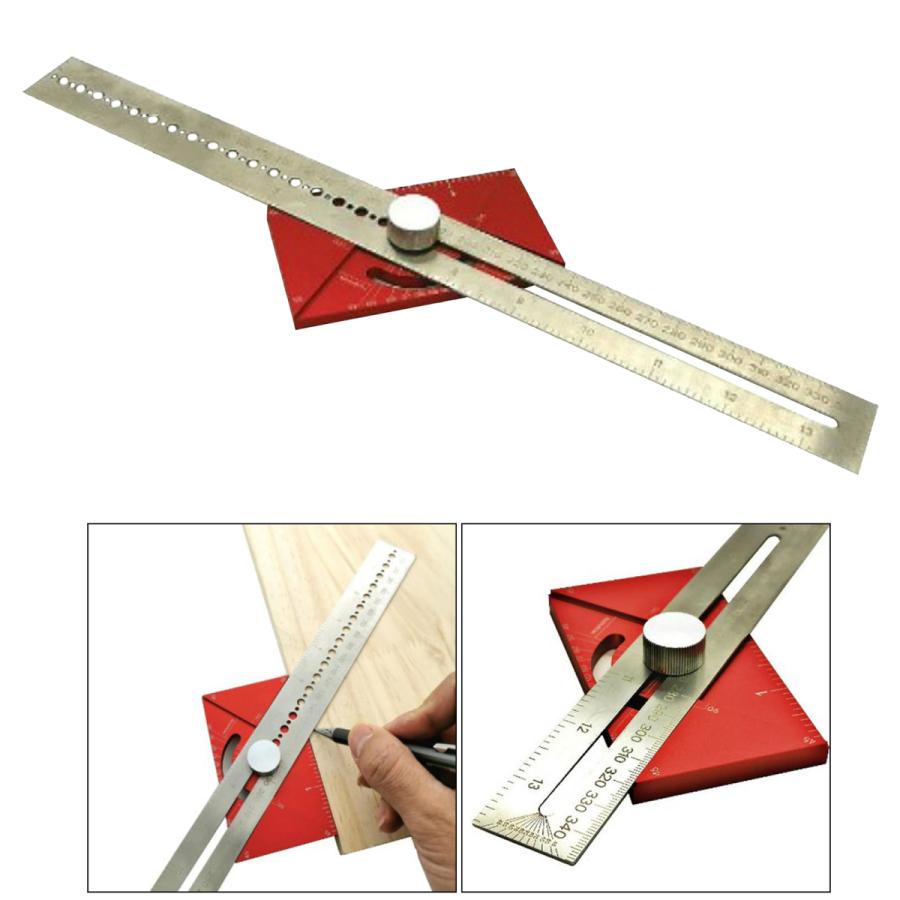 国内在庫 多目的大工markeringレイアウト定規ツール角度定規diy木工正確な角度を測定ツール