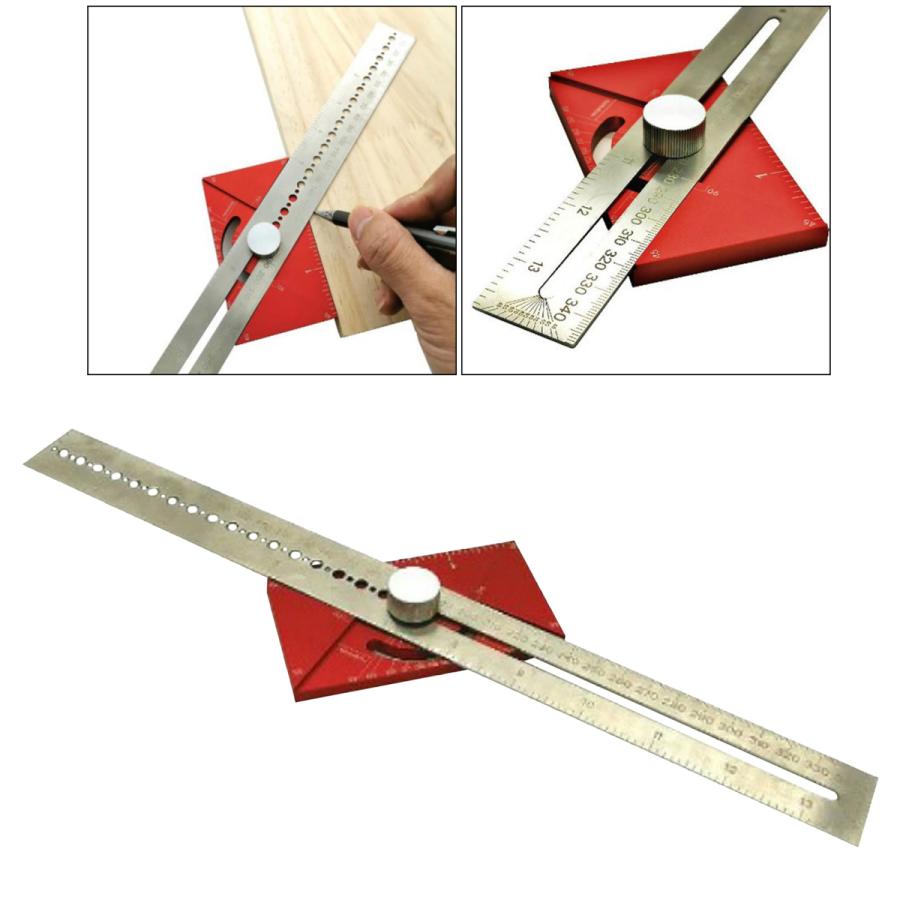 国内在庫 多目的大工markeringレイアウト定規ツール角度定規diy木工正確な角度を測定ツール