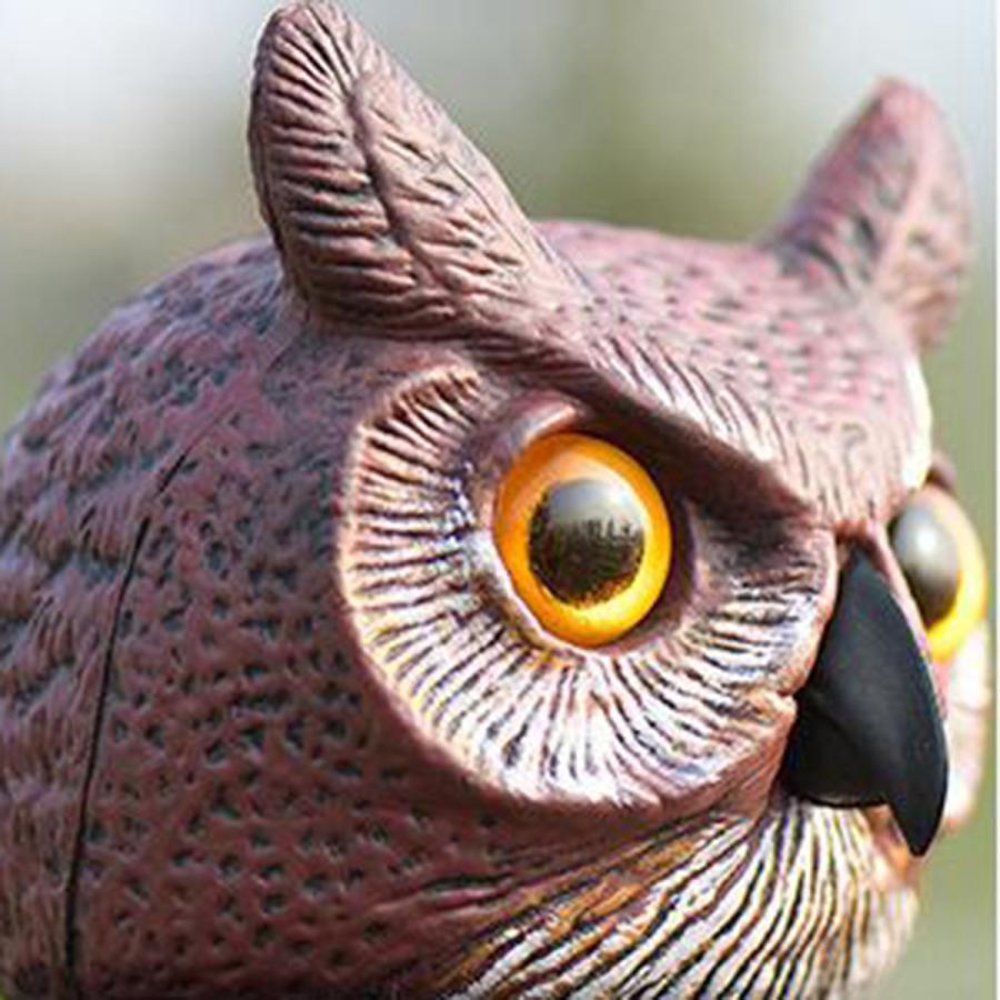 手塗りフクロウおとり像回転ヘッド鳥カラスかかしかかし18インチの高さ