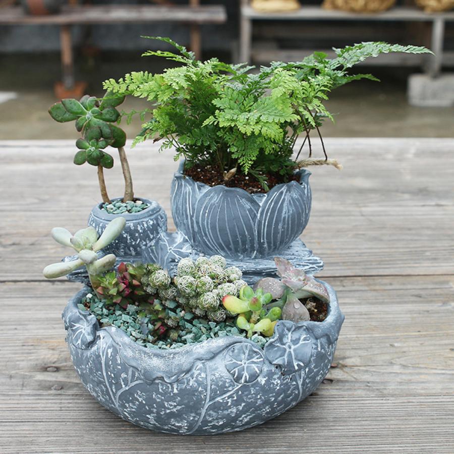 870円 オリジナル 模造蓮スタイル多肉植物プランター植木鉢樹脂植木鉢デスクトップホルダーホーム