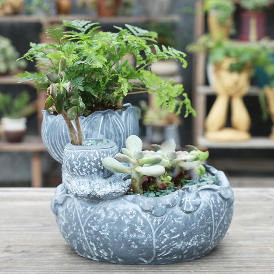 870円 オリジナル 模造蓮スタイル多肉植物プランター植木鉢樹脂植木鉢デスクトップホルダーホーム