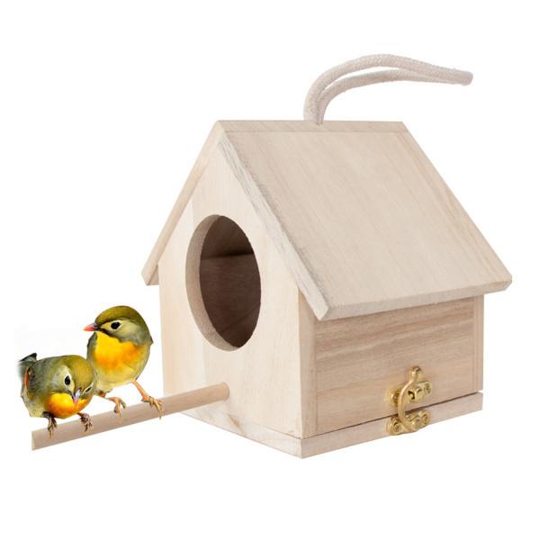 鳩フィンチオウムのための木製の巣箱屋外の庭の掛かる鳥かご鳥の孵化の家｜stk-shop｜03